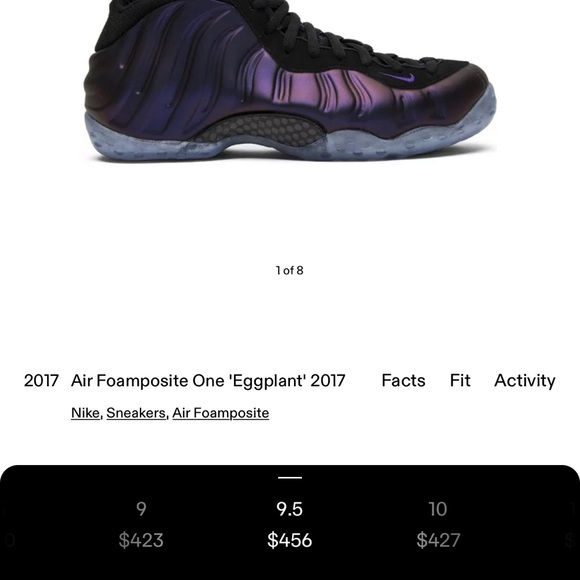 Eggplant Air Foamposite One Like New EUC Model #314996 008 Men Size 9.5 - Picture 8 of 10